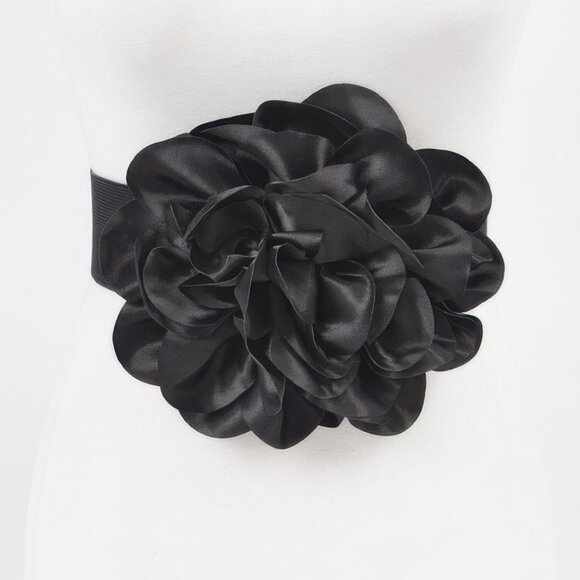 Satin Big Flower Elastic Belt - Picture 2 of 9